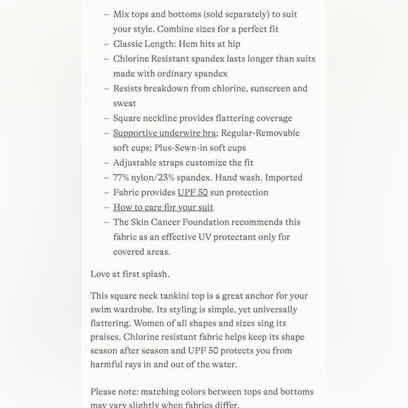 Land's End plus standard square neck tankini Wood Lily floral Paisley Various - Picture 4 of 4